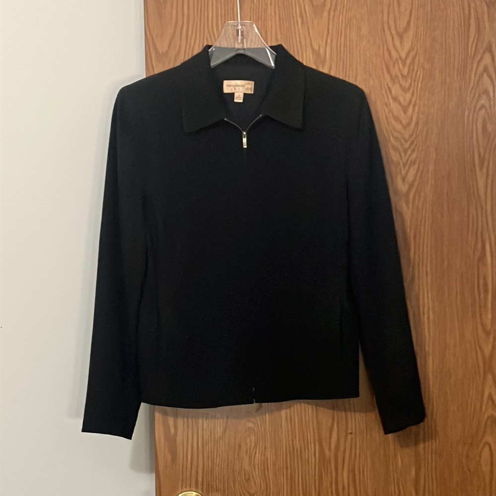 Vintage Trousers Etc New York Black Zip-up Jacket Size 6